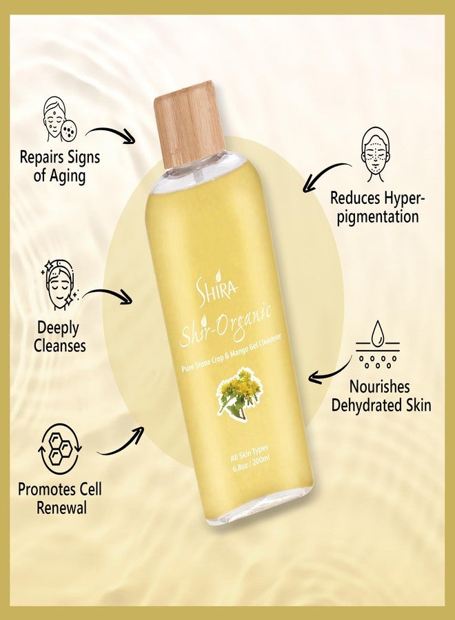 Shira Shir Organic Stone Crop & Mango Gel Cleanser 200ml - Hydrating Face Wash for Smooth, Refreshed Skin, Natural Ingredients, Gentle Daily Cleanser for All Skin Types, Organic Skin Care - Image 3